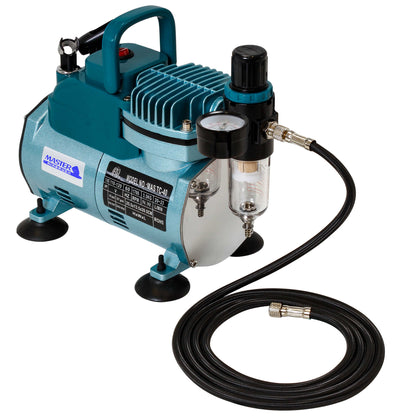 Model TC-40 Air Brush Compressor Kit - Cool Runner Professional Single-Piston Airbrush Compressor with Regulator, Gauge, Water Trap