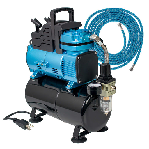 1/5 HP Super Cool Runner Dual Fan Tank Air Compressor Kit Model TC-426 - Professional Single-Piston with 2 Cooling Fans, Runs Longer without Overheating - Regulator Water Trap, Holder