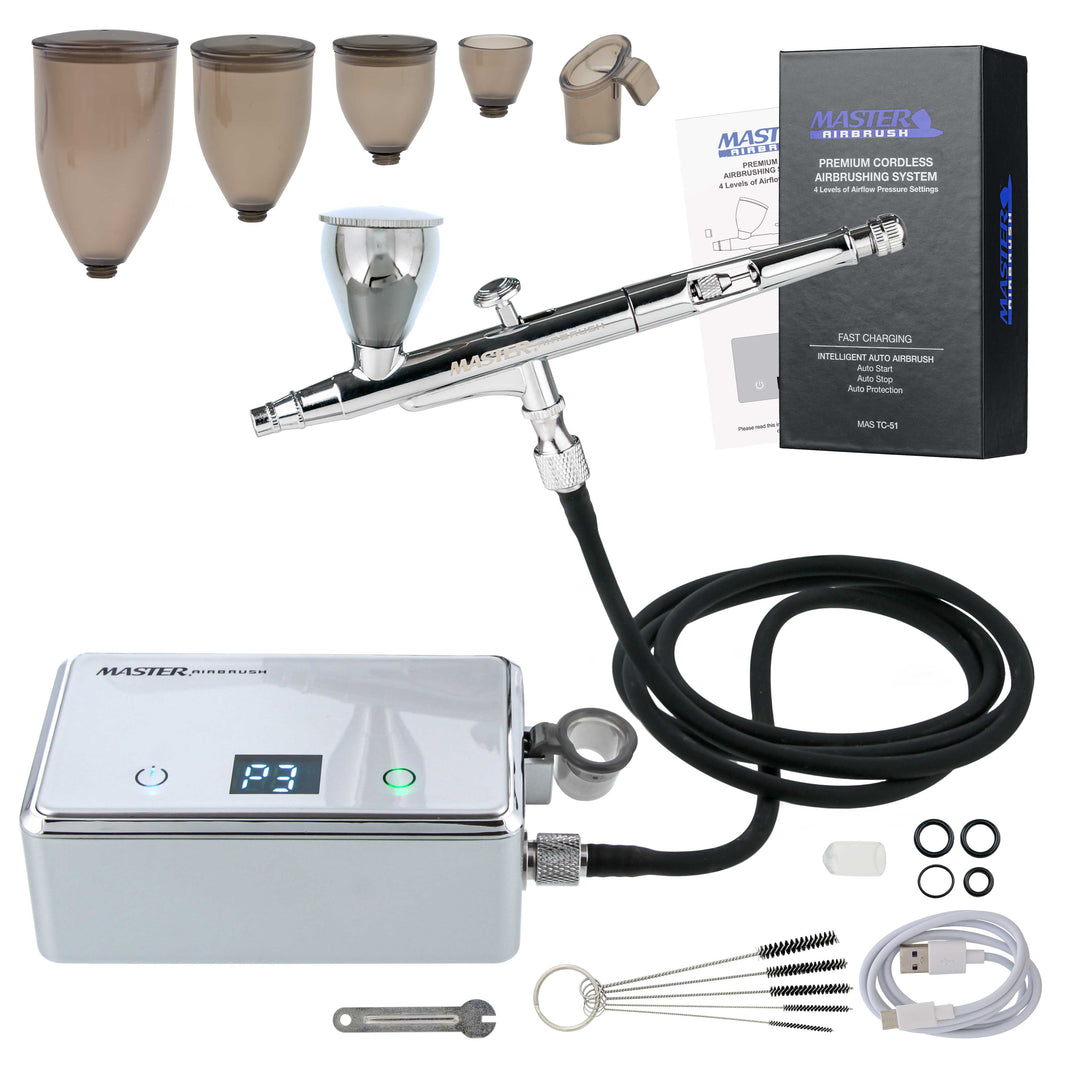 Powerful Cordless Airbrushing System Kit - 20 to 36 PSI, Portable Rechargeable Air Compressor Professional Artist Set, How to Guide