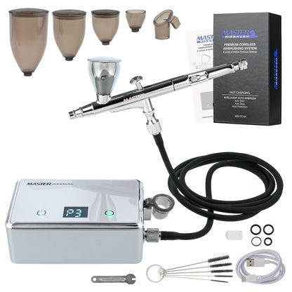 Powerful Cordless Airbrushing System Kit - 20 to 36 PSI, Portable Rechargeable Air Compressor Professional Artist Set, How to Guide
