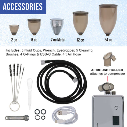 Powerful Cordless Airbrushing System Kit - 20 to 36 PSI, Portable Rechargeable Air Compressor Professional Artist Set, How to Guide