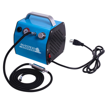 TC-77 Airbrush Compressor with Small Tank, Regulator, Mini In-Line Moisture Filter & 6' Braided Hose - 47 dB, High Performance Air