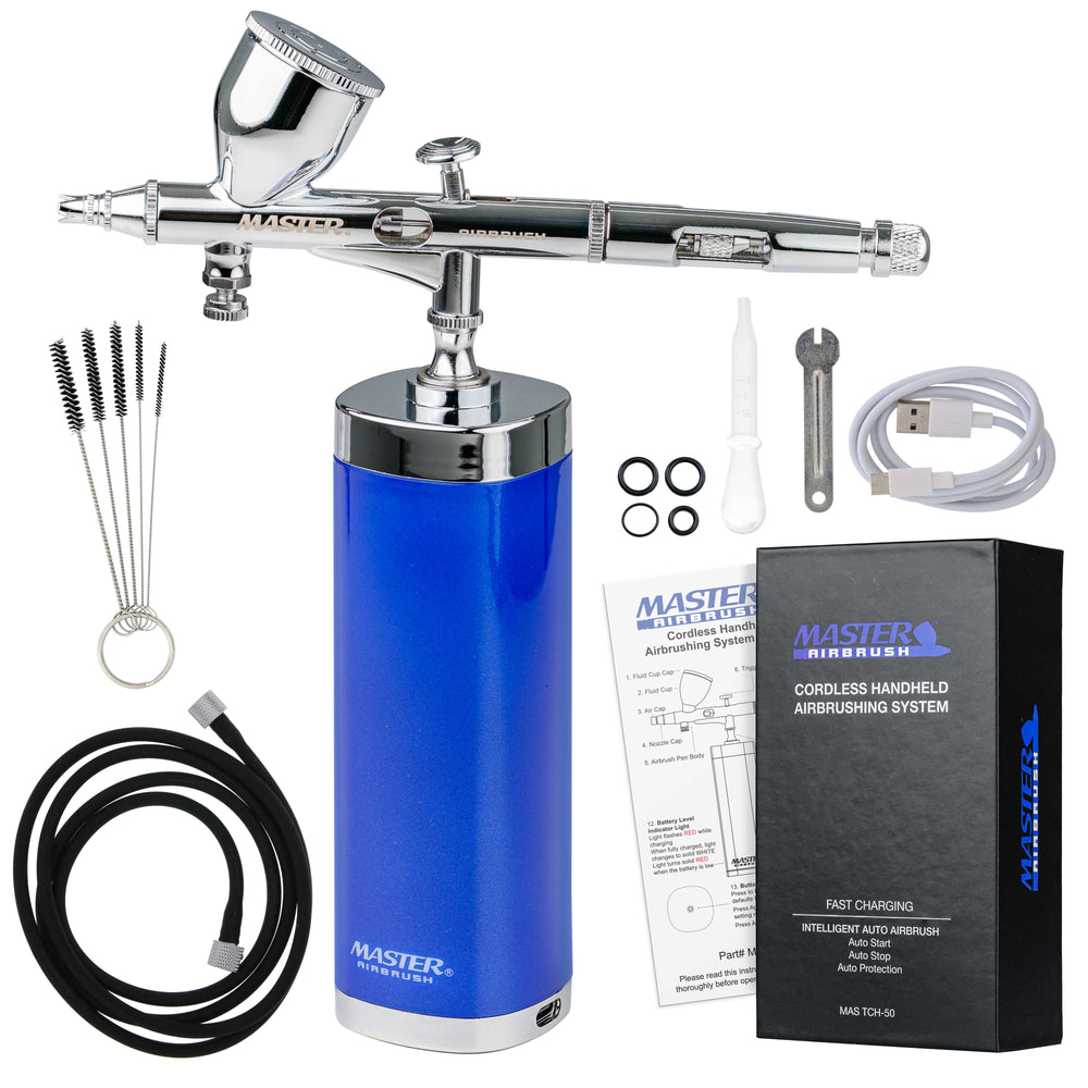 Master Airbrush Powerful Cordless Handheld Multipurpose Airbrushing System Kit - 20 to 36 psi, Rechargeable Professional Artist Set, How to Guide 
