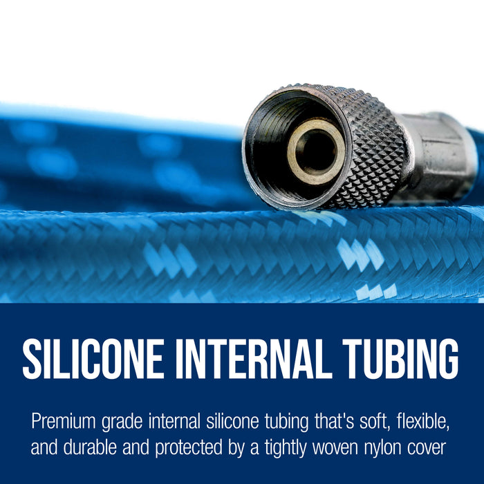 Master Airbrush Super Premium 10 Foot Nylon Braided Airbrush Hose with Silicone Tubing - Standard 1/8" Size Fitting Ends, Flexible, Durable