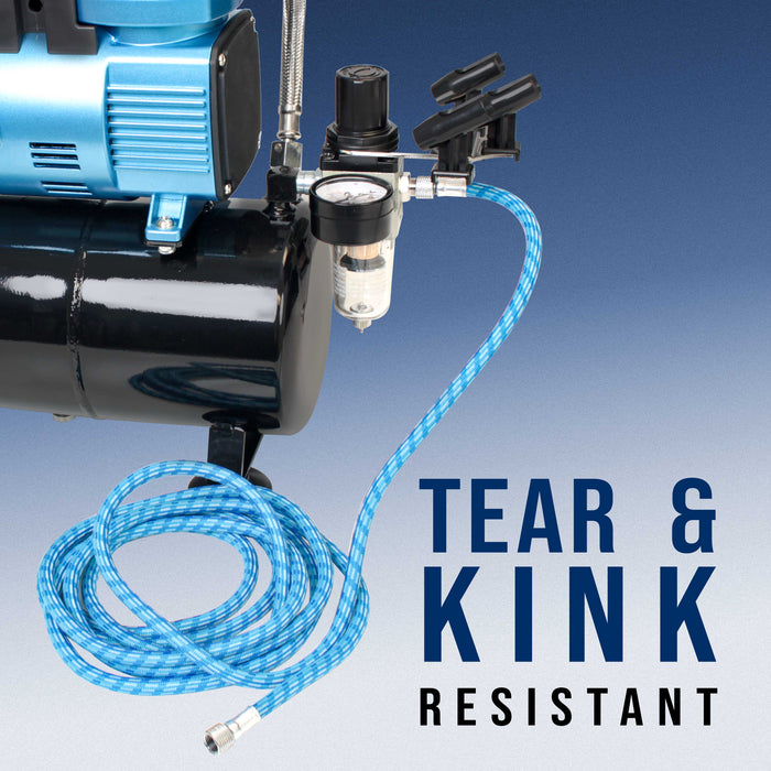 Master Airbrush Super Premium 6 Foot Nylon Braided Airbrush Hose with Silicone Tubing - Standard 1/8" Size Fitting Ends, Flexible, Durable