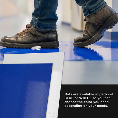 Sticky Tacky Adhesive Cleanroom Floor Mats, 24" x 36", 4 Packs of 30 Blue Sheets - Trap Debris, Laboratory, Spray Booth, Construction