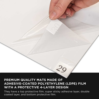 Sticky Tacky Adhesive Cleanroom Floor Mats, 24" x 36", 4 Packs of 30 White Sheets - Trap Debris, Laboratory, Spray Booth, Construction
