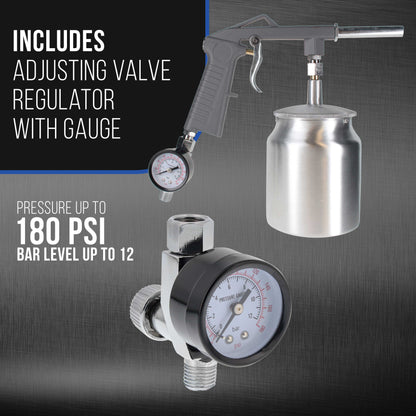 Undercoating Spray Gun with Regulator & 25 oz Suction Feed Cup - Pneumatic Automotive Application Sprayer Undercoating Gun for Truck Bed Liner
