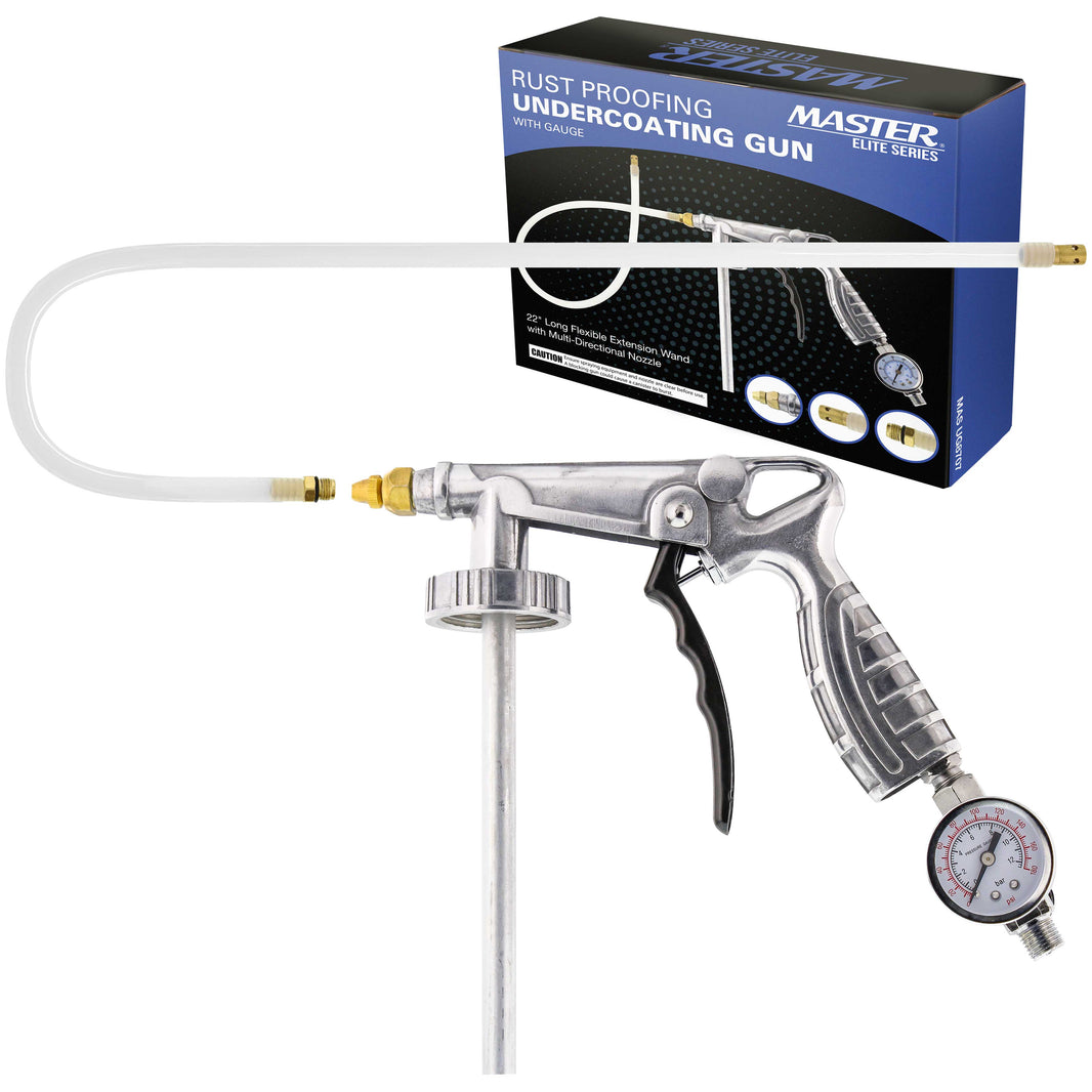 Undercoating Spray Gun with Regulator & Flexible Extension Wand - Pneumatic Automotive Application Sprayer Undercoating Gun for Truck Bed Liner