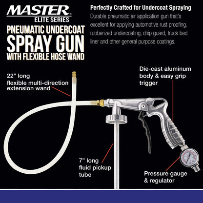 Undercoating Spray Gun with Regulator & Flexible Extension Wand - Pneumatic Automotive Application Sprayer Undercoating Gun for Truck Bed Liner