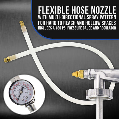 Undercoating Spray Gun with Regulator & Flexible Extension Wand - Pneumatic Automotive Application Sprayer Undercoating Gun for Truck Bed Liner