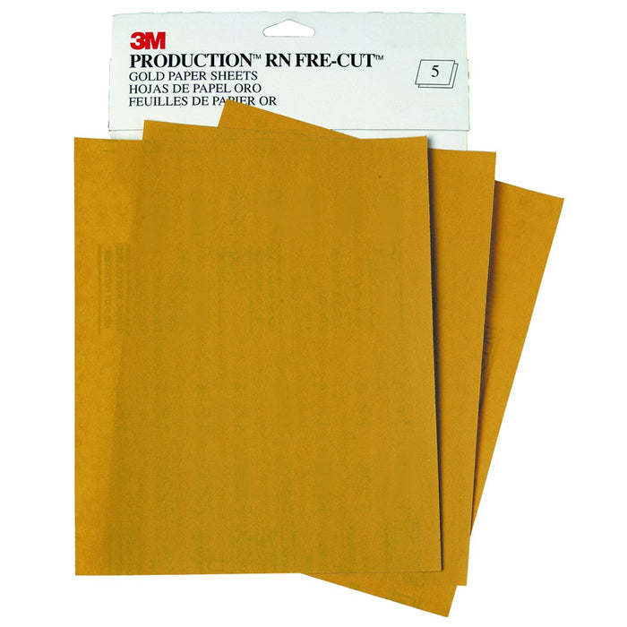 Production RN Fre-Cut Gold Sanding Sheets, 220 grit, 9 in. x 11 in, A Weight, 02544 (50/Pack)
