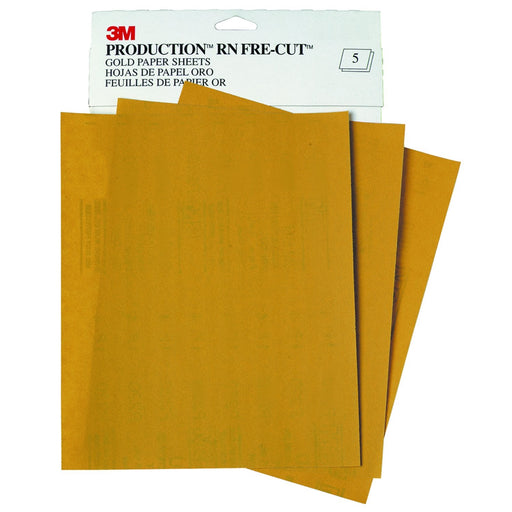 Production RN Fre-Cut Gold Sanding Sheets, 150 grit, 9 in. x 11 in, A Weight, 02546 (50/Pack)