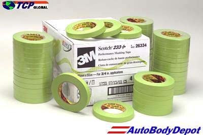 Scotch 233+ Performance Green Masking Tape, 12 mm. width x 55 m. (12/Rolls)