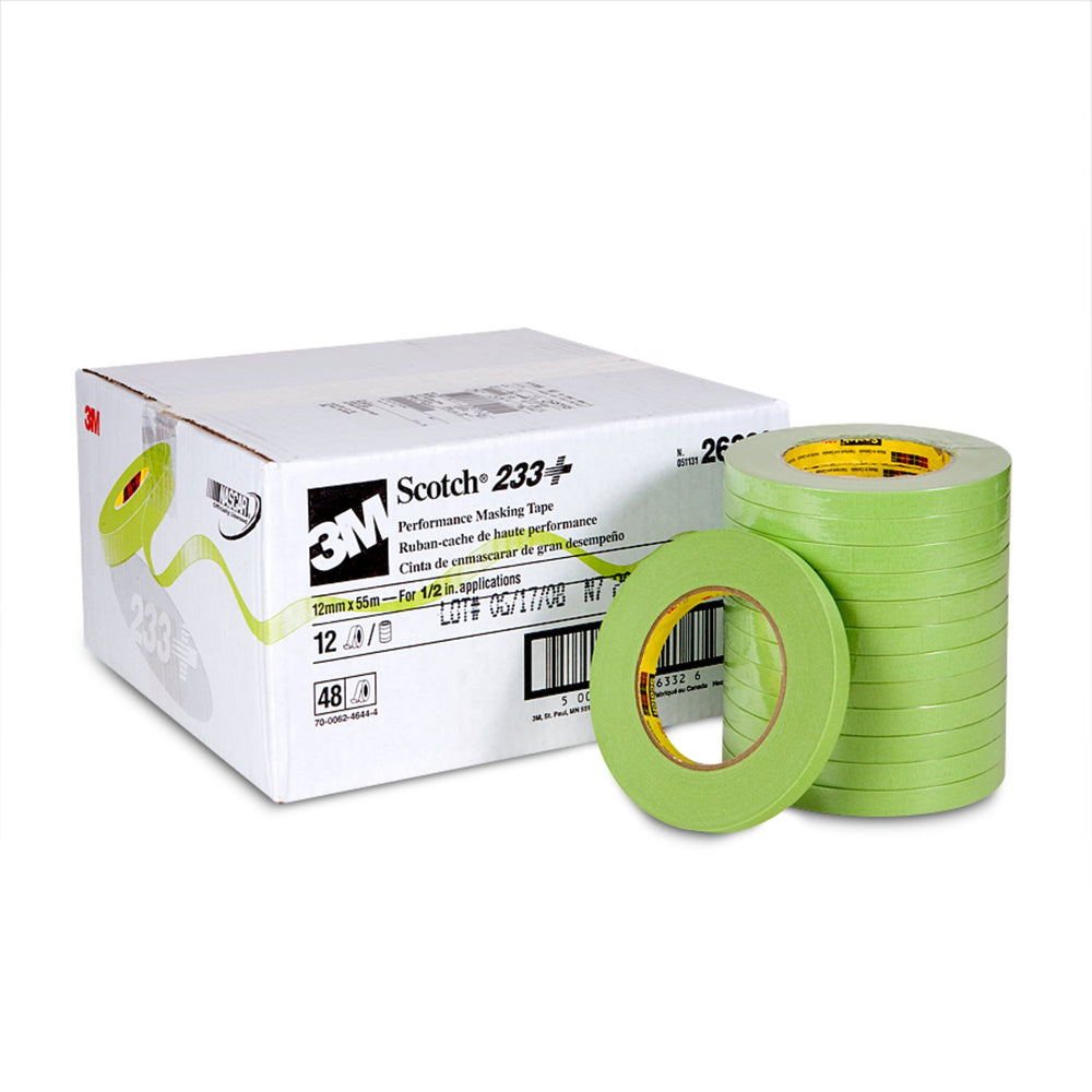 Scotch 233+ Performance Green Masking Tape, 12 mm. width x 55 m. (48/Rolls)