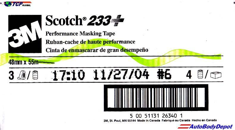 Scotch 233+ Performance Green Masking Tape, 36 mm. width x 55 m. (16/Rolls)