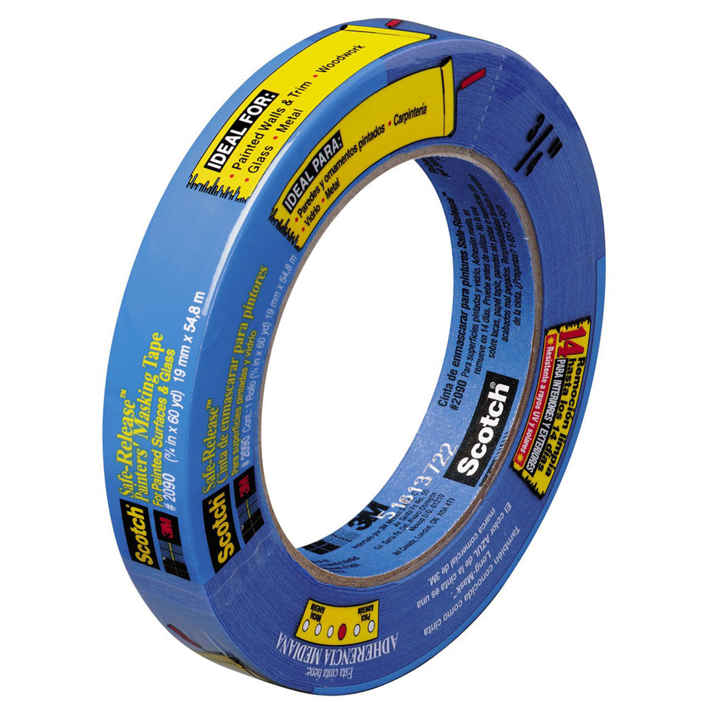 ScotchBlue 2090 Painters Masking Tape for Multi-Surfaces, 1 in. x 60 yd, 09171 (1 Roll)