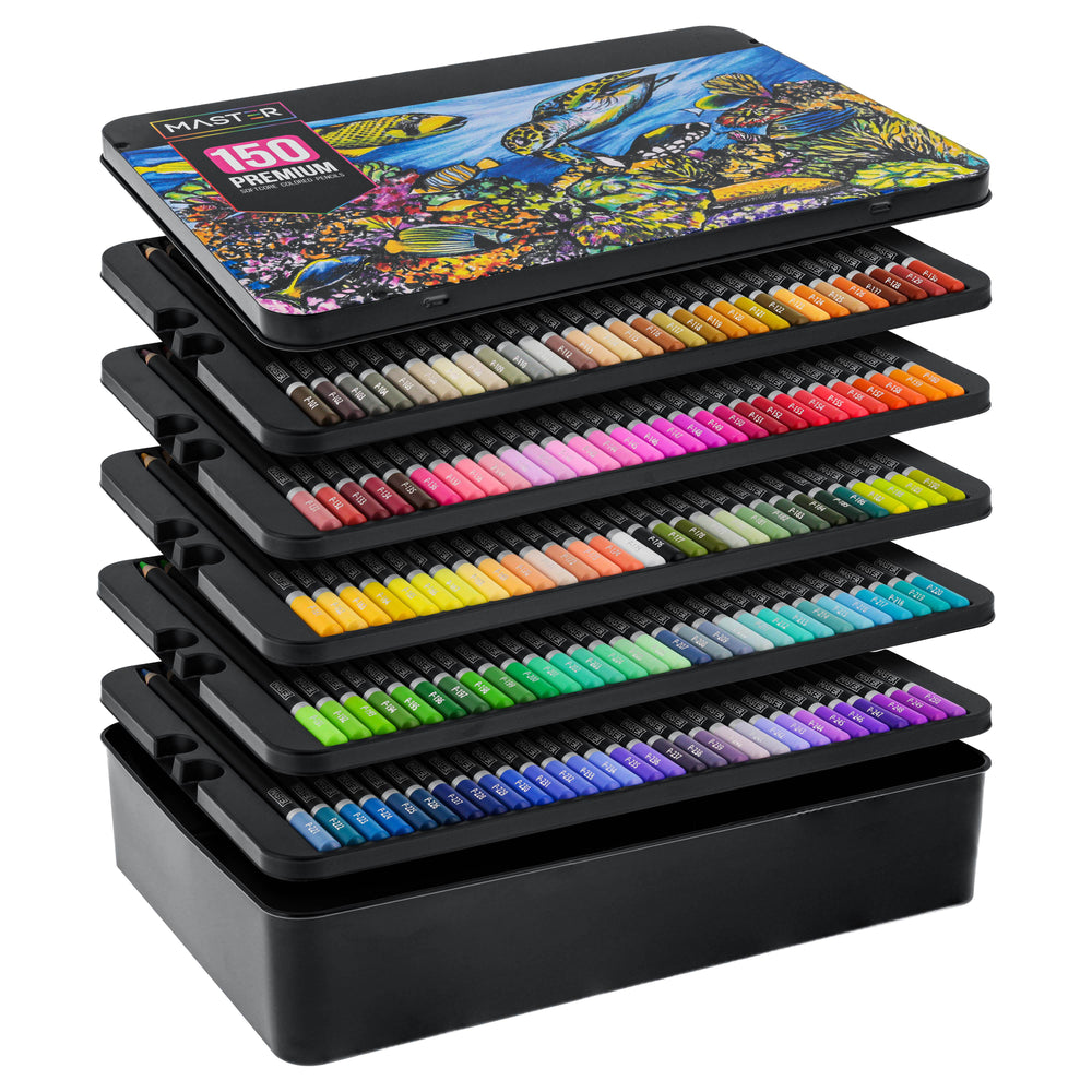 Master 150 Colored Pencil Mega Tin Set with Premium Soft Thick Core Vi —  TCP Global