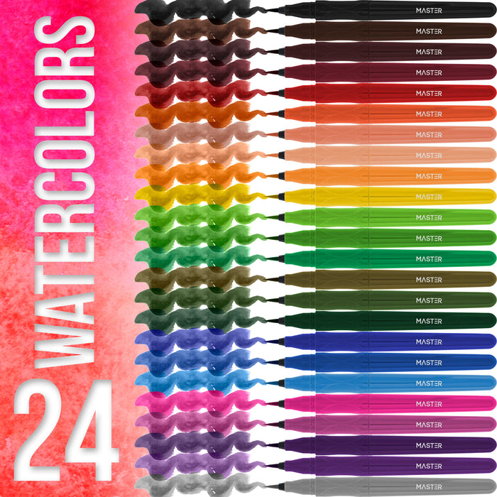 24pc 12 Water Color Markers with 2 clip strip