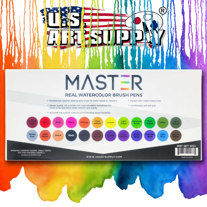 24 Watercolor Markers with Flexible Brush Tip