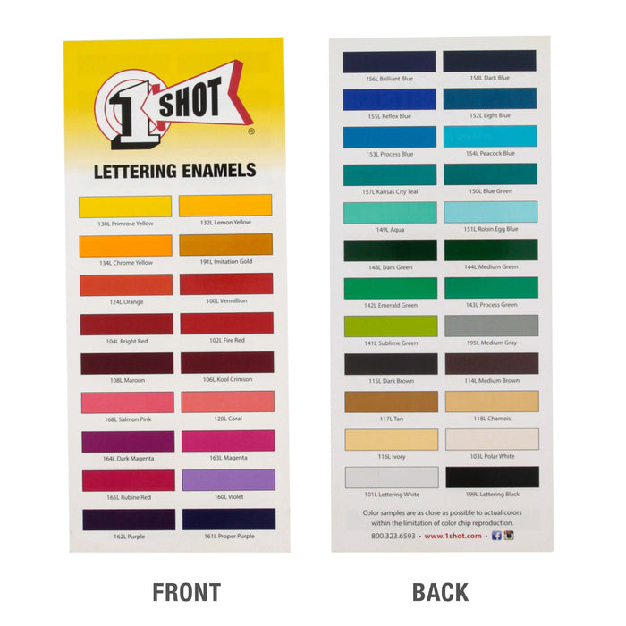 1-Shot Color Chart Set, Lettering Enamels, Fluorescent, Pearlescent