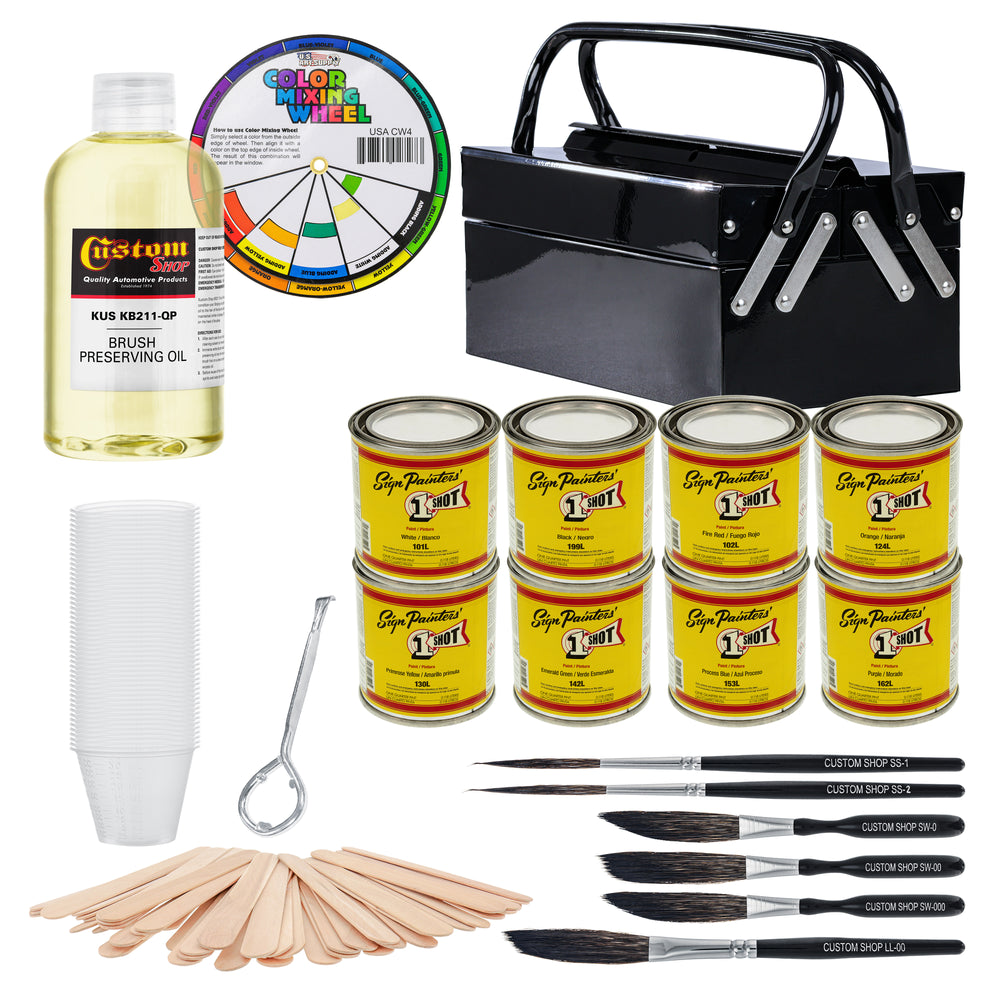 One Shot Complete Striper Pinstriping Starter Kit - 8 Colors