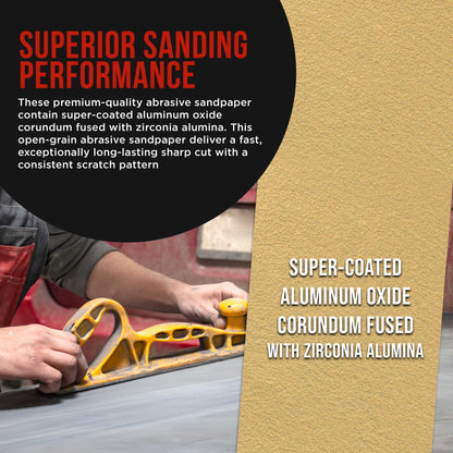 Premium 60 Grit PSA Gold Longboard Sandpaper, 2-3/4" Wide Continuous 10 Yard Roll - Self Adhesive Stickyback