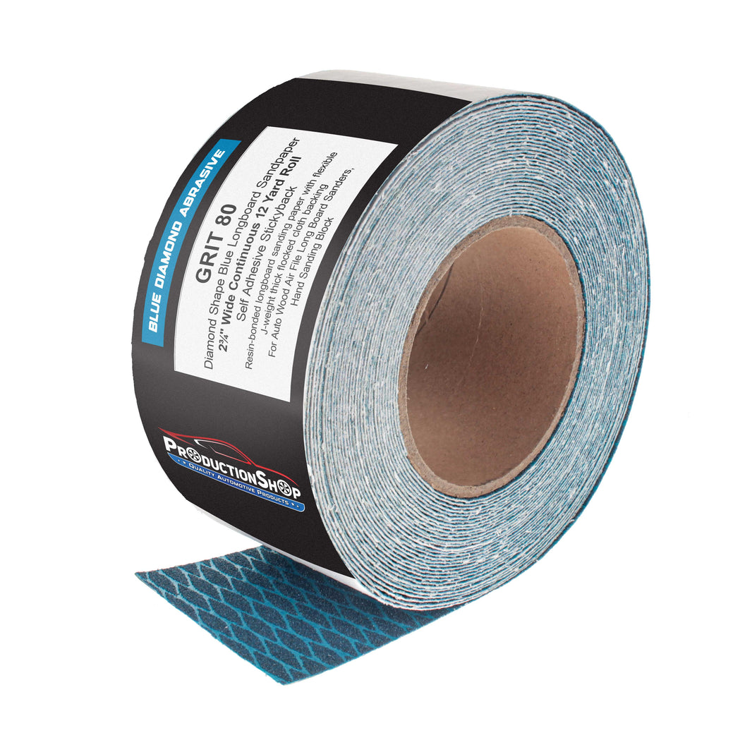 80 Grit PSA Rhombus Diamond Shape Blue Longboard Sandpaper, 2-3/4" Wide Continuous 12 Yard Roll - Self Adhesive Stickyback