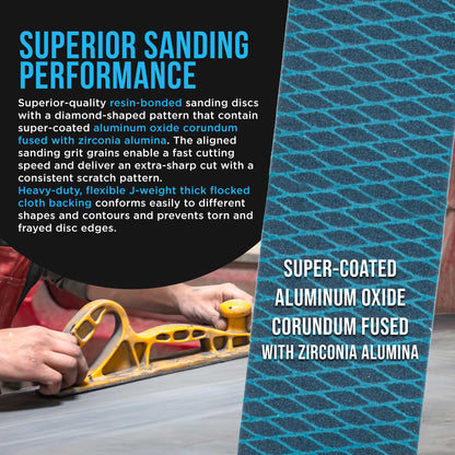 80 Grit PSA Rhombus Diamond Shape Blue Longboard Sandpaper, 2-3/4" Wide Continuous 12 Yard Roll - Self Adhesive Stickyback