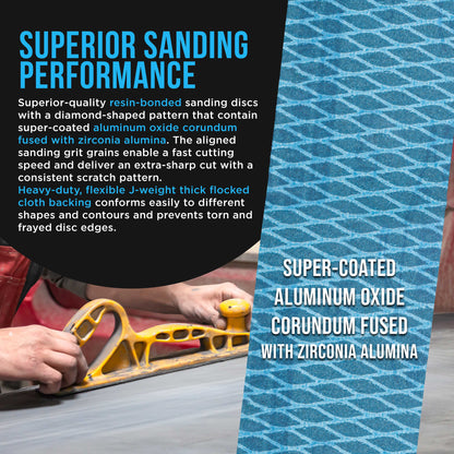 220 Grit PSA Rhombus Diamond Shape Blue Longboard Sandpaper, 2-3/4" Wide Continuous 12 Yard Roll - Self Adhesive Stickyback