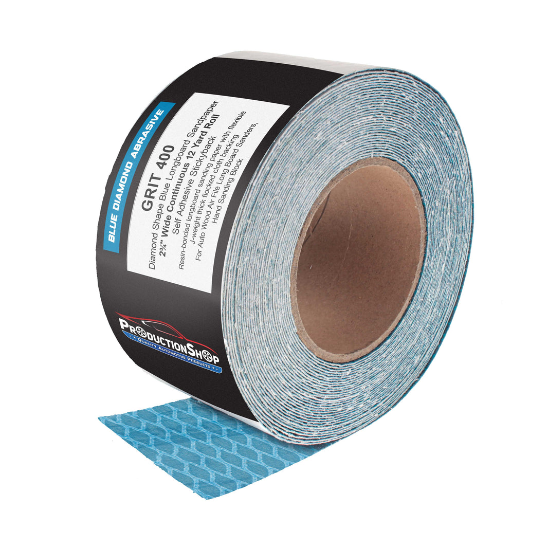400 Grit PSA Rhombus Diamond Shape Blue Longboard Sandpaper, 2-3/4" Wide Continuous 12 Yard Roll - Self Adhesive Stickyback
