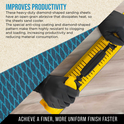 400 Grit PSA Rhombus Diamond Shape Blue Longboard Sandpaper, 2-3/4" Wide Continuous 12 Yard Roll - Self Adhesive Stickyback