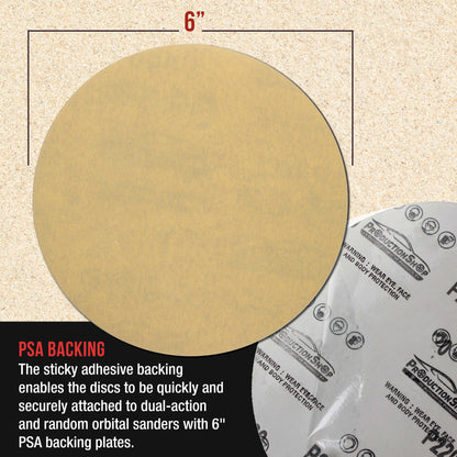 Premium 400 Grit 6" PSA Gold Sanding Discs, Box of 100 - Self Adhesive Stickyback Abrasive Sandpaper for DA & Random Orbital Sanders