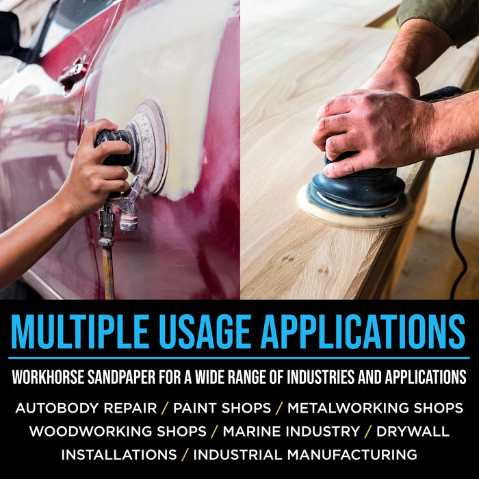 Premium 180 Grit 6" Rhombus Diamond Shape Blue Sanding Discs, 6-Hole, Box of 50 - Hook & Loop Anti-Clogging J-Cloth Dustless Sandpaper for Random Orbital Sanders, Sand Auto Paint, Wood