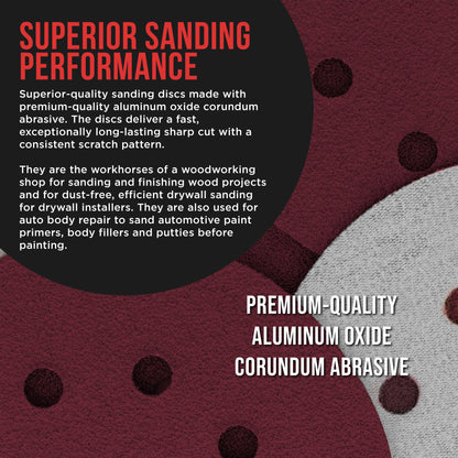 5" Red 8-Hole Pattern Sanding Discs, 100 Disc Variety Pack, Grits 40, 60, 80, 100, 150, 180, 220, 320, 400, 600, 800 - Hook & Loop Sandpaper for Random Orbital Sanders