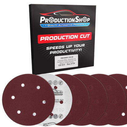 Premium 9" Red 6-Hole Pattern 120 Grit Sanding Discs, Box of 20 - Dustless Hook & Loop Backing Sandpaper for Drywall Power Sanders, Medium-Cut Abrasive