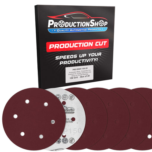 Premium 9" Red 6-Hole Pattern 150 Grit Sanding Discs, Box of 20 - Dustless Hook & Loop Backing Sandpaper for Drywall Power Sanders, Medium-Cut Abrasive - Woodworking, Sand Auto Paint