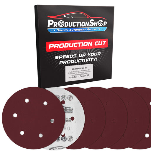 Premium 9" Red 6-Hole Pattern 180 Grit Sanding Discs, Box of 20 - Dustless Hook & Loop Backing Sandpaper for Drywall Power Sanders, Medium-Cut Abrasive - Woodworking, Sand Auto Paint