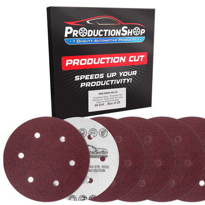Premium 9" Red 6-Hole Pattern 60 Grit Sanding Discs, Box of 20 - Dustless Hook & Loop Backing Sandpaper for Drywall Power Sanders, Coarse-Cut Abrasive