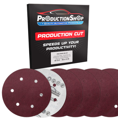 Premium 9" Red 6-Hole Pattern 80 Grit Sanding Discs, Box of 20 - Dustless Hook & Loop Backing Sandpaper for Drywall Power Sanders, Coarse-Cut Abrasive