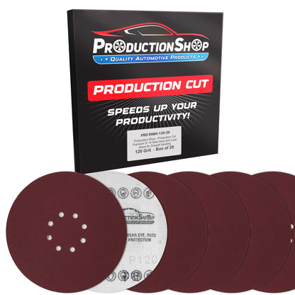 Premium 9" Red 8-Hole Pattern 120 Grit Sanding Discs, Box of 20 - Dustless Hook & Loop Backing Sandpaper for Drywall Power Sanders, Medium-Cut Abrasive