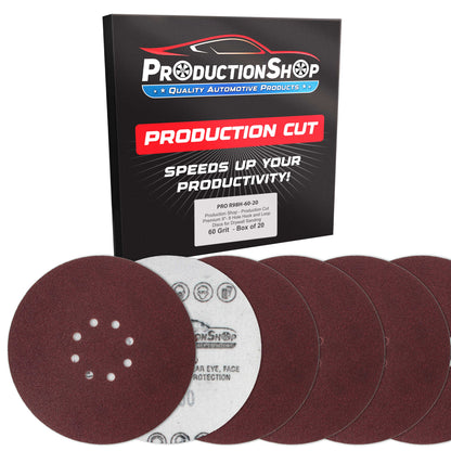 Premium 9" Red 8-Hole Pattern 60 Grit Sanding Discs, Box of 20 - Dustless Hook & Loop Backing Sandpaper for Drywall Power Sanders, Coarse-Cut Abrasive