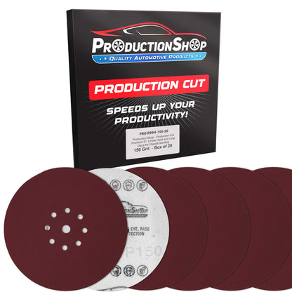 Premium 9" Red 9-Hole Pattern 150 Grit Sanding Discs, Box of 20 - Dustless Hook & Loop Backing Sandpaper for Drywall Power Sanders, Medium-Cut Abrasive