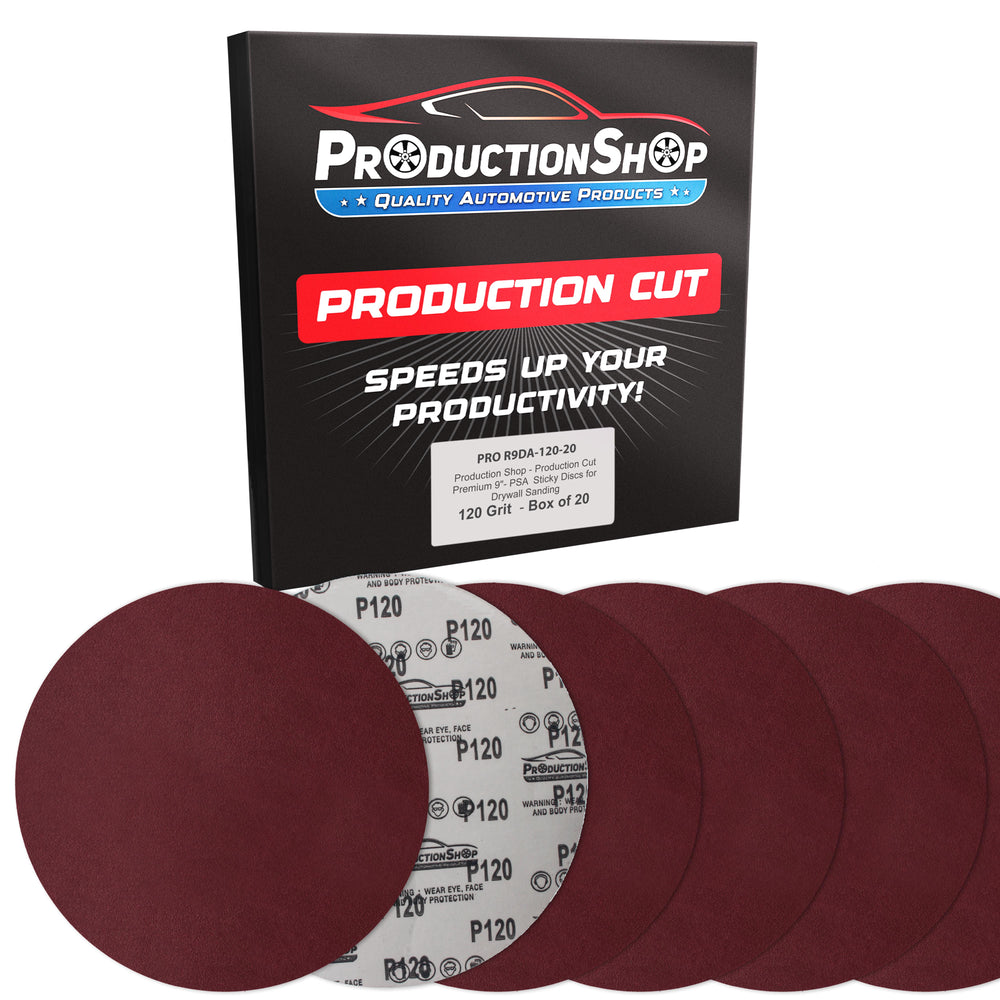 Premium 9" Red 120 Grit Sanding Discs, Box of 20 - No-Hole Hook & Loop Backing Sandpaper for Drywall Power Sanders, Coarse-Cut Abrasive - Woodworking, Sand Wood, Metal Automotive Paint