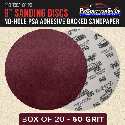 Premium 9" PSA Red 60 Grit Sanding Discs, Box of 20 - Self Adhesive Stickyback Sandpaper for Drywall Power Sanders, Coarse-Cut Abrasive