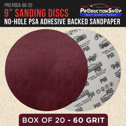 Premium 9" Red 60 Grit Sanding Discs, Box of 20 - No-Hole Hook & Loop Backing Sandpaper for Drywall Power Sanders, Coarse-Cut Abrasive - Woodworking, Sand Wood, Metal, Automotive Paint