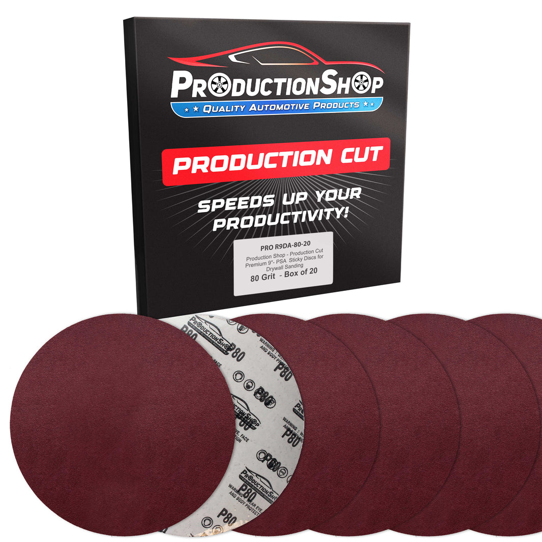 Premium 9" PSA Red 80 Grit Sanding Discs, Box of 20 - Self Adhesive Stickyback Sandpaper for Drywall Power Sanders, Coarse-Cut Abrasive