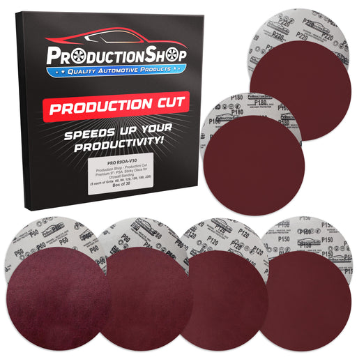 Premium 9" Red Sanding Discs, 30 Disc Variety Pack, Grits 60, 80, 120, 150, 180, 220 - No-Hole Hook & Loop Backing Sandpaper for Drywall Power Sander, Woodworking Sand Automotive Paint