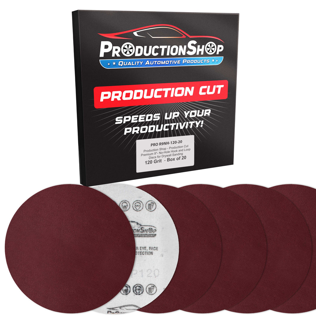 Premium 9" Red 120 Grit Hook & Loop Sanding Discs, Box of 20 - Sandpaper for Drywall Power Sanders, Medium-Cut Abrasive
