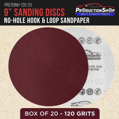 Premium 9" Red 120 Grit Hook & Loop Sanding Discs, Box of 20 - Sandpaper for Drywall Power Sanders, Medium-Cut Abrasive